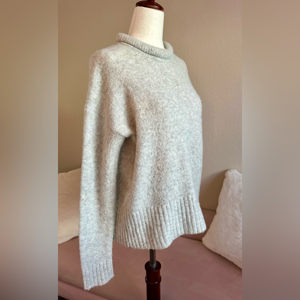 Madewell Fulton Roll Neck Sweater Lt Heather Gray Women’s XS Roomy Preppy Cozy